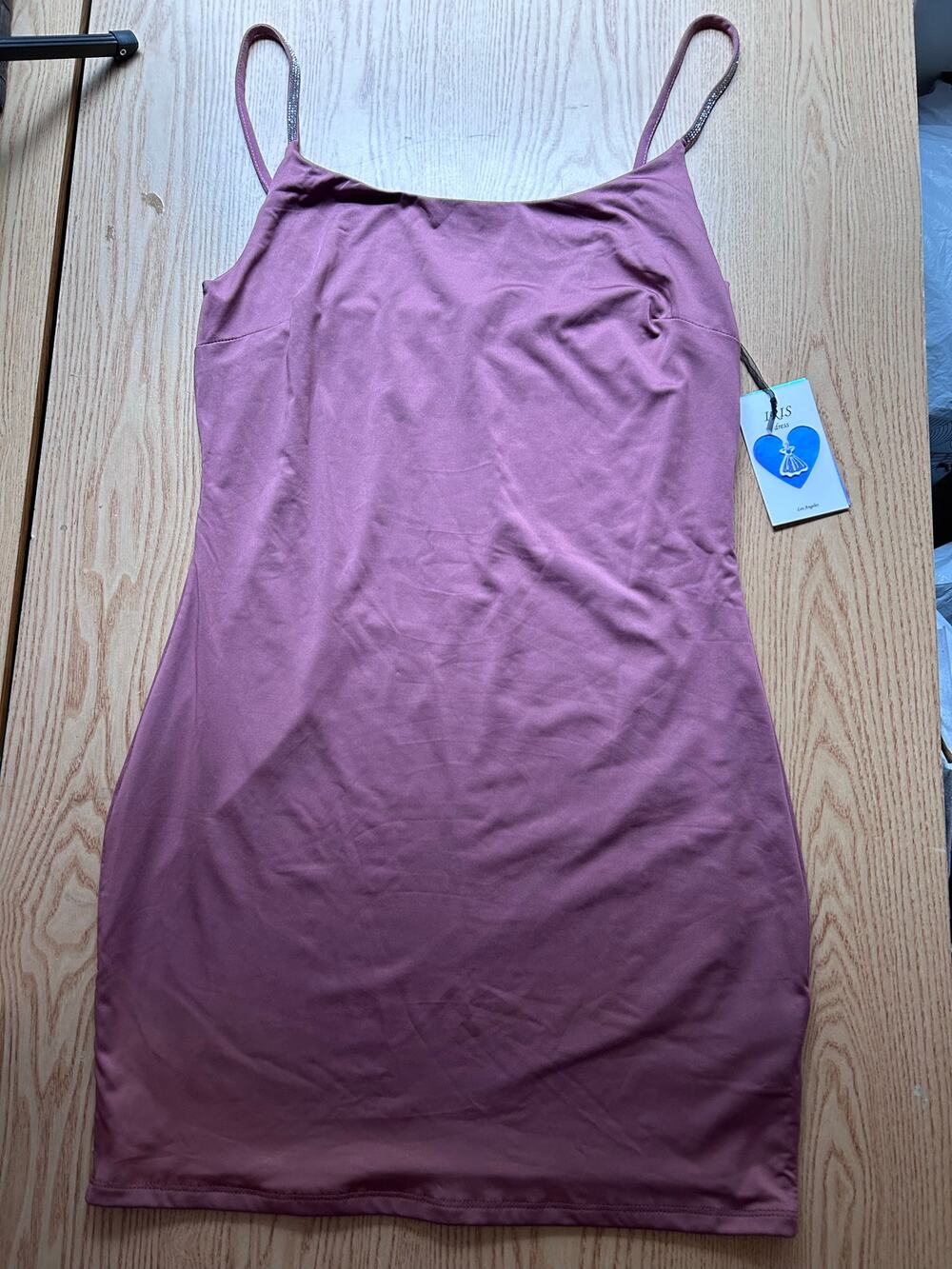 New Womens Iris Strapless Dress w/Diamonds 💎 Straps Mauve Dusty Rose Size Large